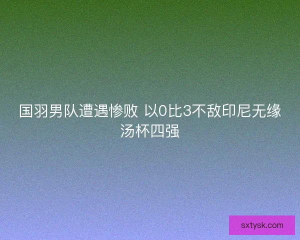国羽男队遭遇惨败 以0比3不敌印尼无缘汤杯四强